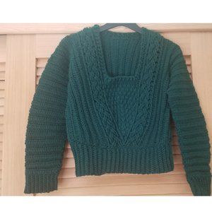 Green crochet cropped sweater